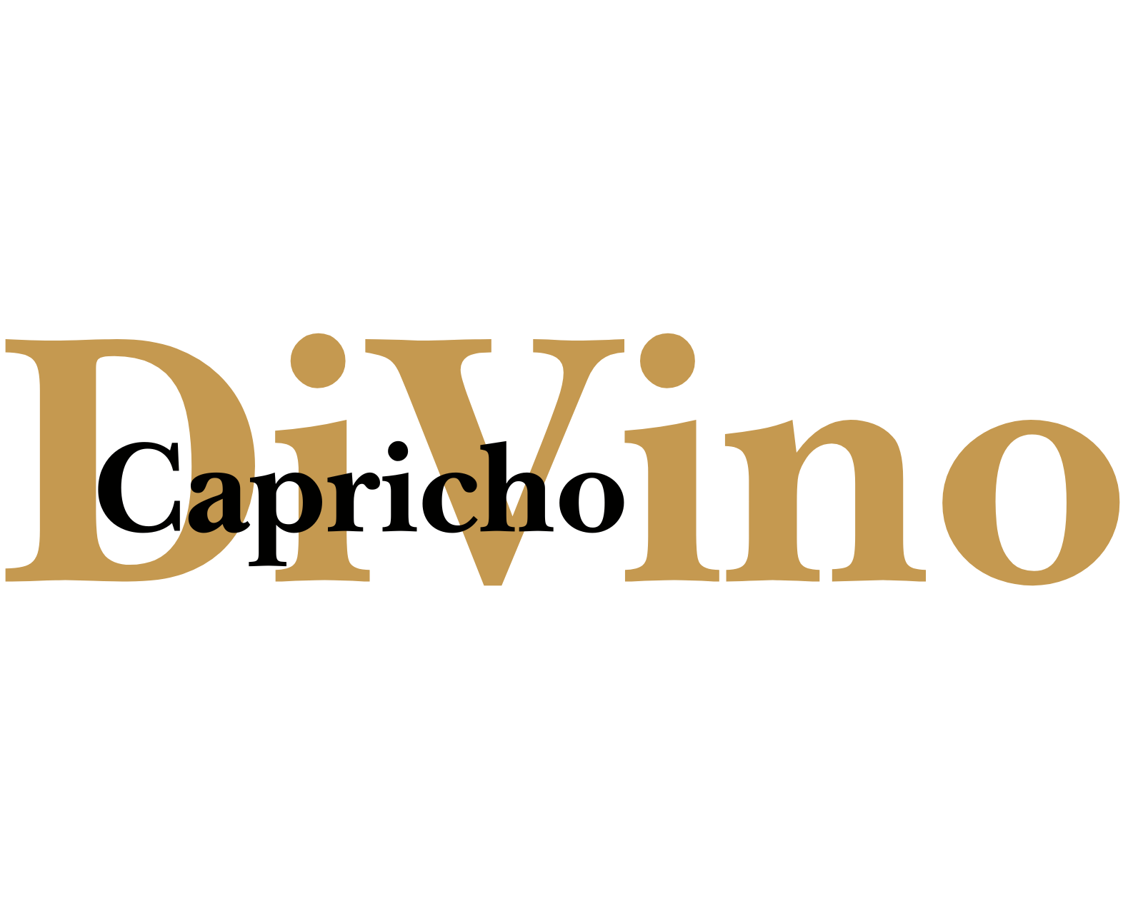 Elegant logo of the DiVino brand with sophisticated typography in golden tones, ideal to look for the option of buying wine-related products online.