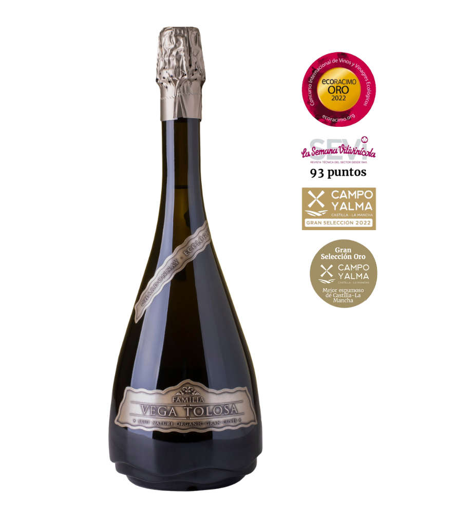 Limited edition bottle of sparkling wine with outstanding awards, featuring an elegant design and recognizable labels.